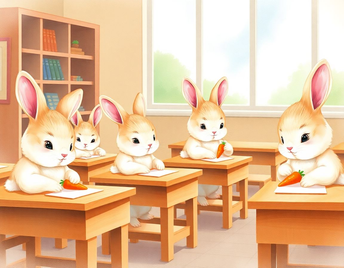Bunnies at their desks